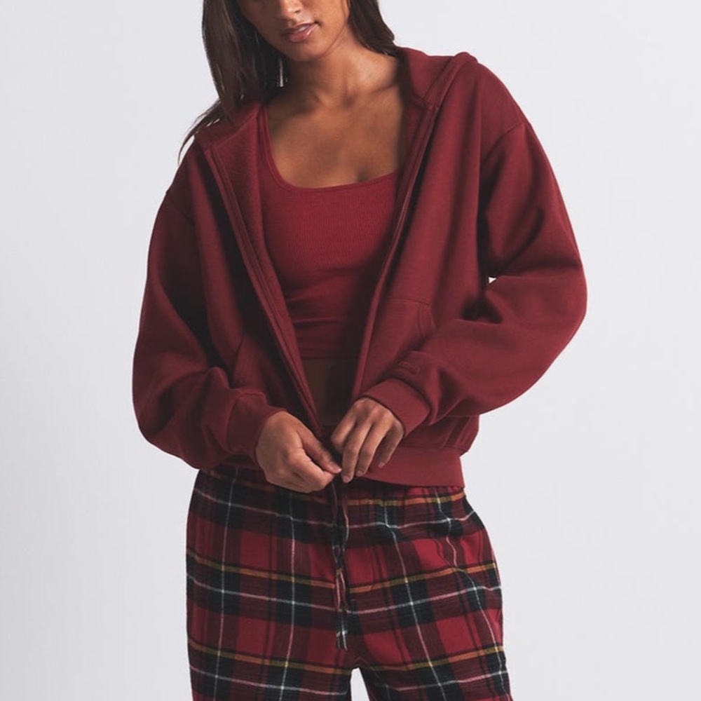 SKIMS Cotton Fleece Blend Burgundy Zip Up Hoodie ♥️ ✨ - Picture 1 of 5